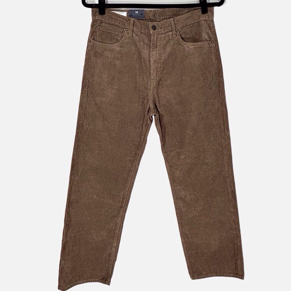 Gap 90s Loose Fit Corduroy Jeans Mens 34 Almond Brown 31.5” Inseam Academia NWT